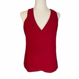 EUC Banana Republic deep red v-neck blouse, halter detailed back. Size XS.